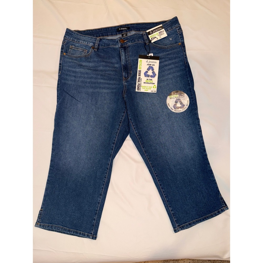 d.jeans Pedal Pusher Plus Women 18W Blue New Recycled Denim Capri Jeans